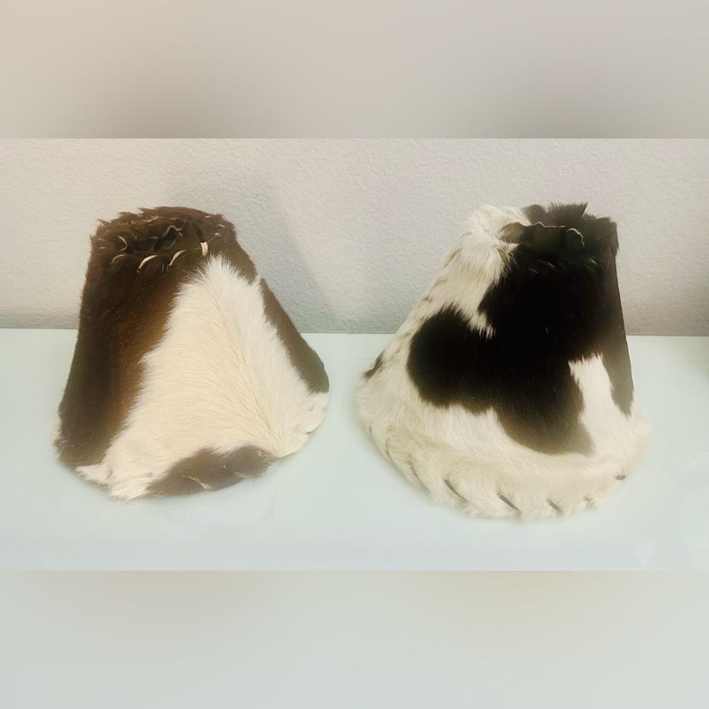 NWT: 2 x Cowhide Lampshades, beautifully crafted.
